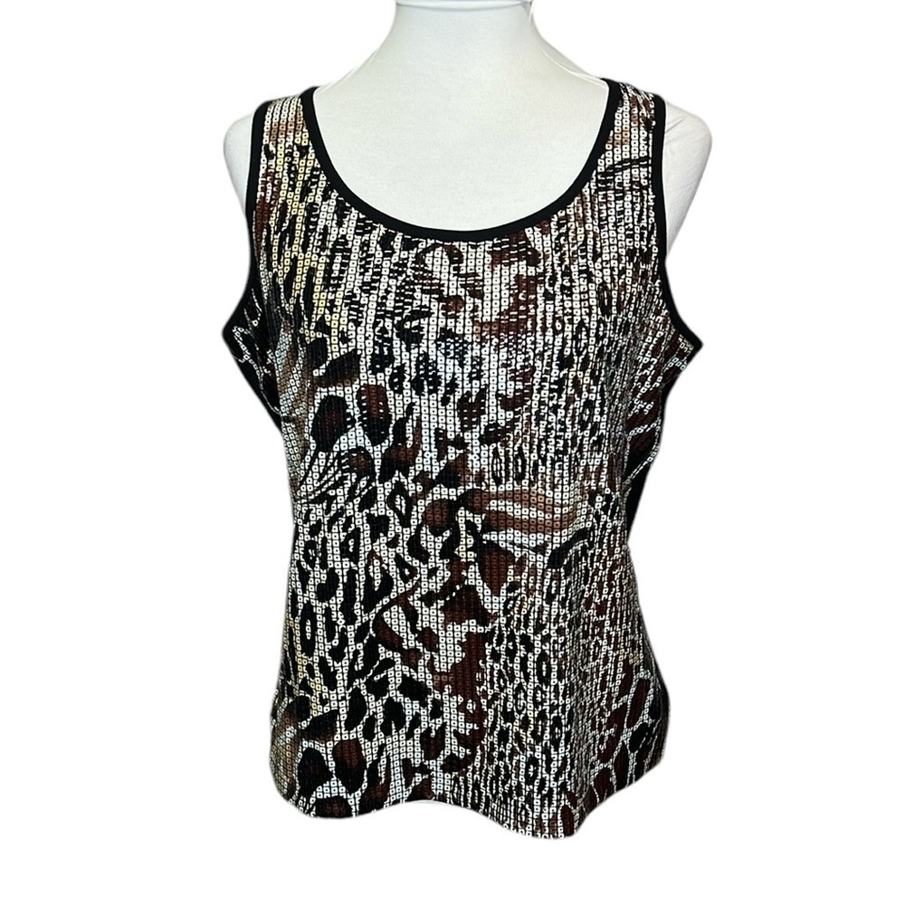 Peter Nygard Sequin Animal Print Blouse